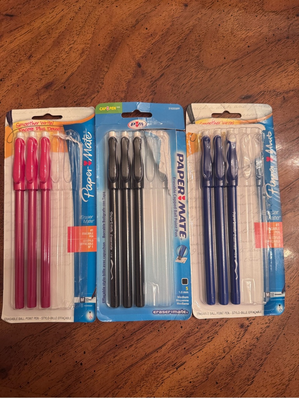 Paper Mate Eraser mate. Pens- red, black, blue
